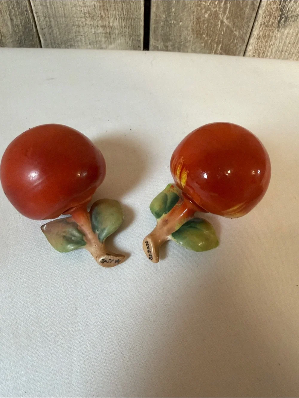 Vintage Ceramic Apple Salt & Pepper Set Marked Japan